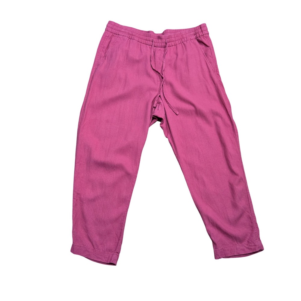 GAP Raspberry Pink Linen Blend Easy Pant Relaxed Tapered Drawstring Large